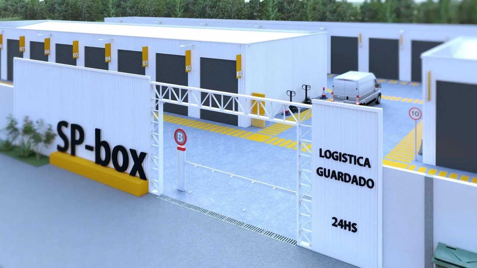 Vista aérea del complejo de depósitos industriales de SPBOX Storage